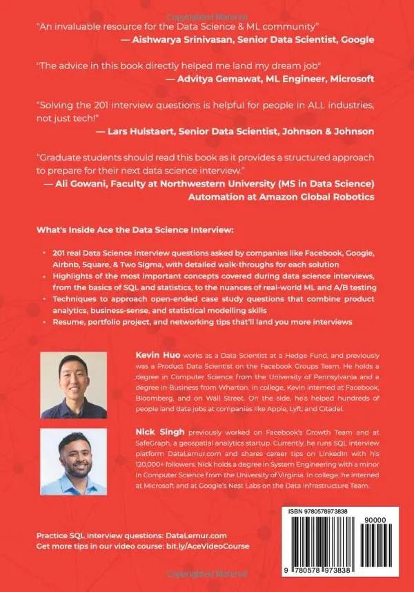 Ace the Data Science Interview: 201 Real Interview Questions Asked By FAANG, Tech Startups & Wall Street (KEVIN HUO EX-Facebook, Now WALL STREET) (NICK SINGH) - US Books Kart