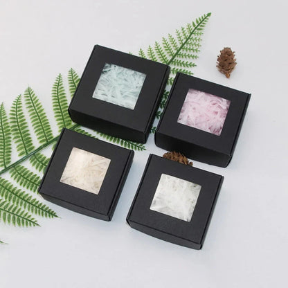 4pcs New PVC Window Kraft Paper Gift Box Biscuit Handmade Soap Jewelry Gift Packaging Party Supplies Gift Box Beatitude Store