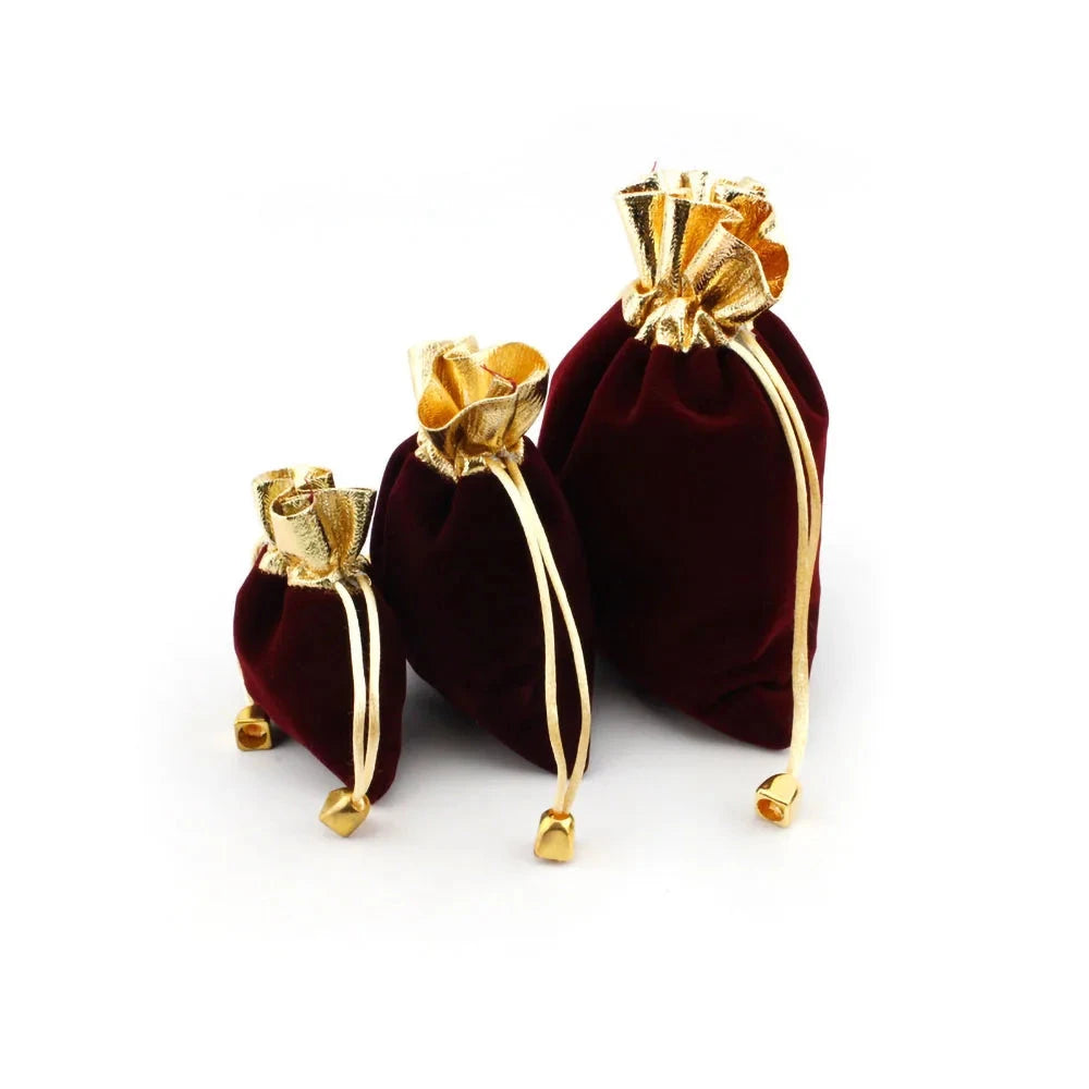 Elegant Velvet Pouches Lint Bag Flannelette Jewlery Sachet Charpie Motarium Cotton Flannel Gilt-edged Packing Bag 50Pcs/Lot Dian Mei Jewelry Display And Packaging Store