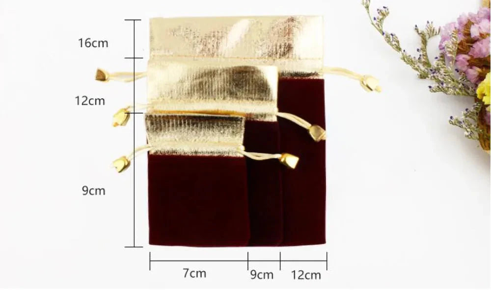 Elegant Velvet Pouches Lint Bag Flannelette Jewlery Sachet Charpie Motarium Cotton Flannel Gilt-edged Packing Bag 50Pcs/Lot Dian Mei Jewelry Display And Packaging Store