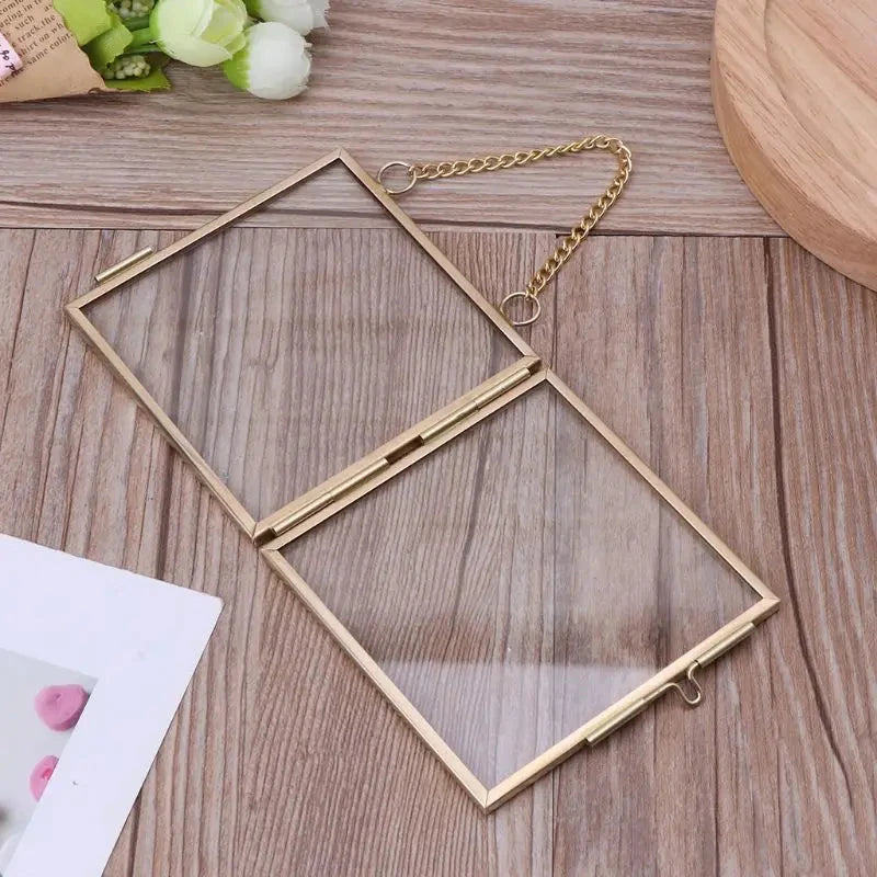 DIY Hanging Glass Metal Photo Picture Frame Flower Plant Specimen Display Decor L-IN Store