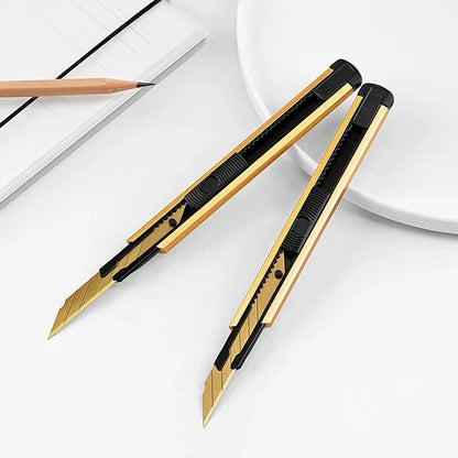 Fizz Aluminum Alloy Utility Knife Gold knife Metal Blade Self-Locking design Sharp Angle With Fracture Knife Cutter Home Office PinZan Franchise 2 Store