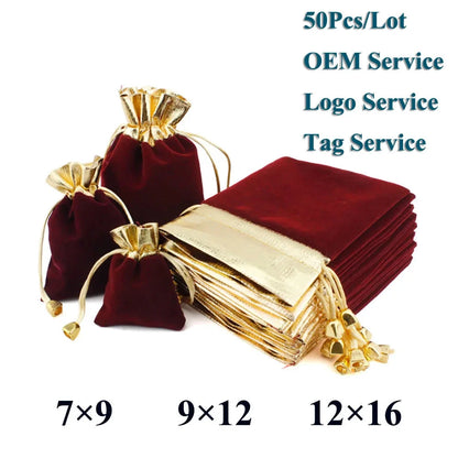 Elegant Velvet Pouches Lint Bag Flannelette Jewlery Sachet Charpie Motarium Cotton Flannel Gilt-edged Packing Bag 50Pcs/Lot Dian Mei Jewelry Display And Packaging Store