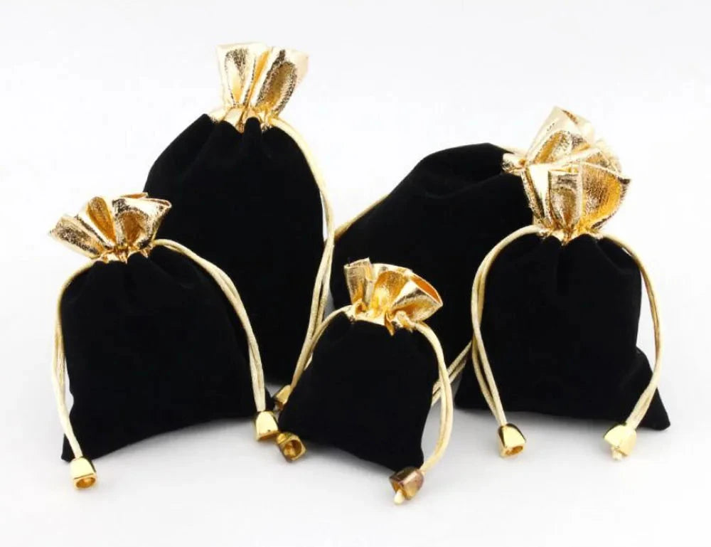 Elegant Velvet Pouches Lint Bag Flannelette Jewlery Sachet Charpie Motarium Cotton Flannel Gilt-edged Packing Bag 50Pcs/Lot Dian Mei Jewelry Display And Packaging Store