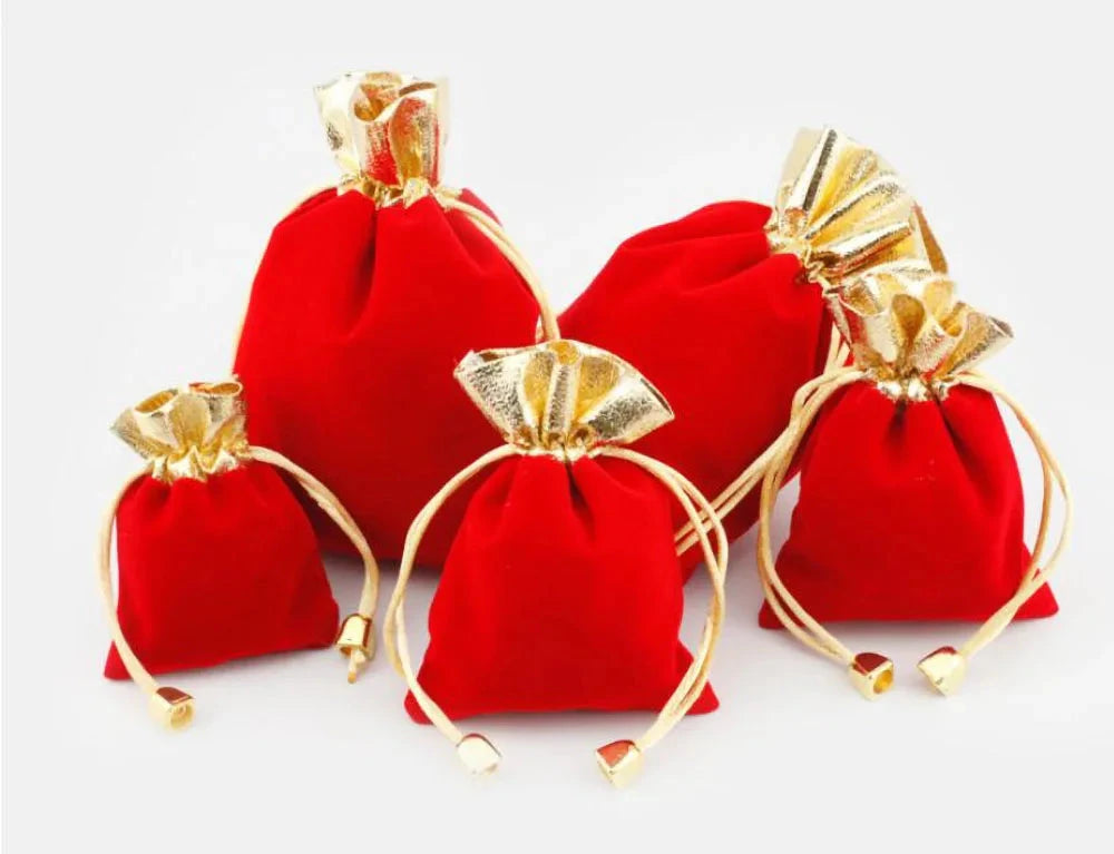 Elegant Velvet Pouches Lint Bag Flannelette Jewlery Sachet Charpie Motarium Cotton Flannel Gilt-edged Packing Bag 50Pcs/Lot Dian Mei Jewelry Display And Packaging Store