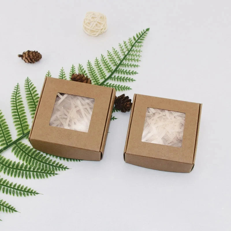 4pcs New PVC Window Kraft Paper Gift Box Biscuit Handmade Soap Jewelry Gift Packaging Party Supplies Gift Box Beatitude Store