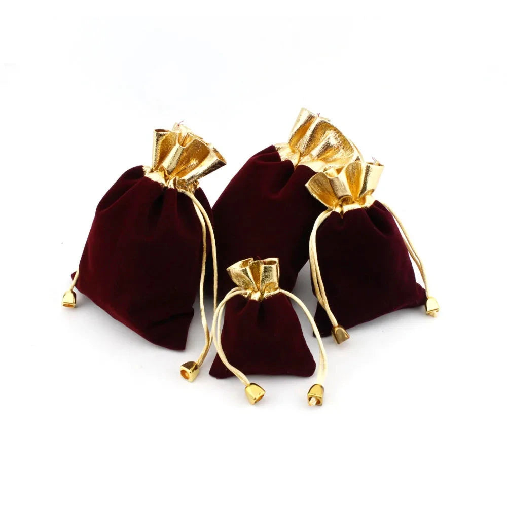 Elegant Velvet Pouches Lint Bag Flannelette Jewlery Sachet Charpie Motarium Cotton Flannel Gilt-edged Packing Bag 50Pcs/Lot Dian Mei Jewelry Display And Packaging Store