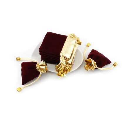 Elegant Velvet Pouches Lint Bag Flannelette Jewlery Sachet Charpie Motarium Cotton Flannel Gilt-edged Packing Bag 50Pcs/Lot Dian Mei Jewelry Display And Packaging Store