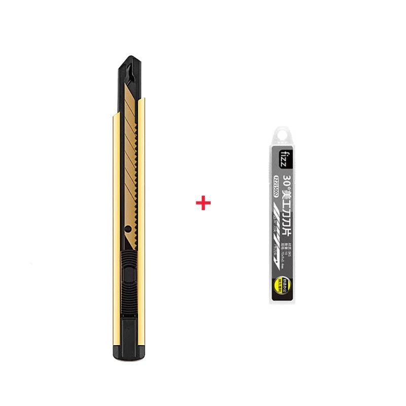 Fizz Aluminum Alloy Utility Knife Gold knife Metal Blade Self-Locking design Sharp Angle With Fracture Knife Cutter Home Office PinZan Franchise 2 Store