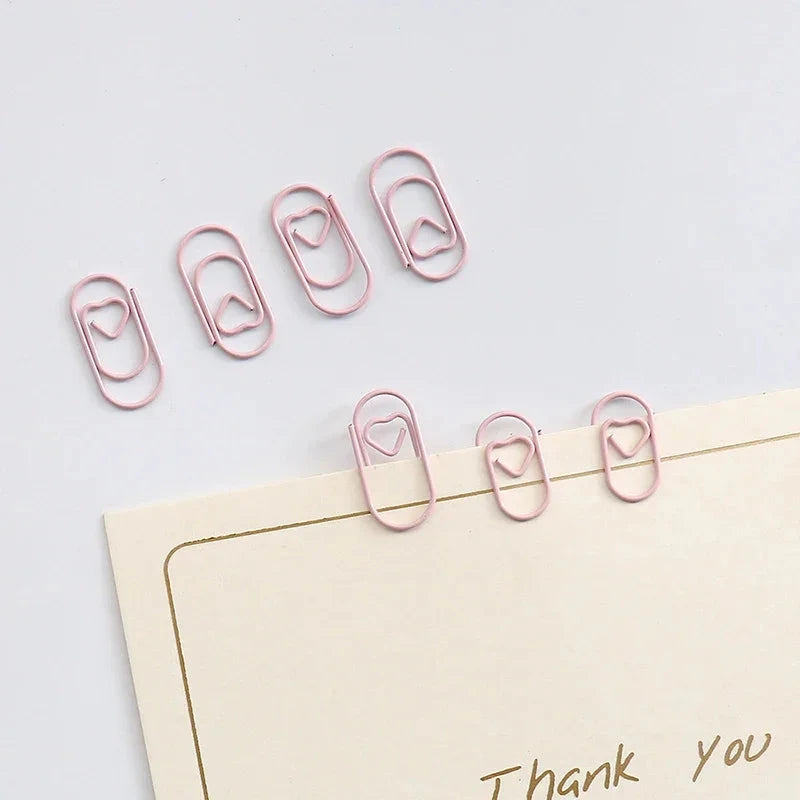 50pcs Mini Love Heart Paper Clips Macaron Color Photo Tickets Holder Binder Clips Notebook Planner Bookmarks Office Supplies Sun4rising Stationery Store