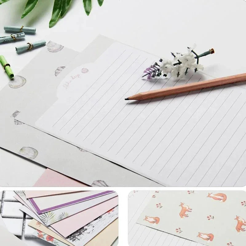 9pcs Cute Envelopes Set Kawaii Letter Pads DIY Postcard Wedding Invitation Card Paper Cover Korean Stationery Office Supplies Sun4rising Stationery Store