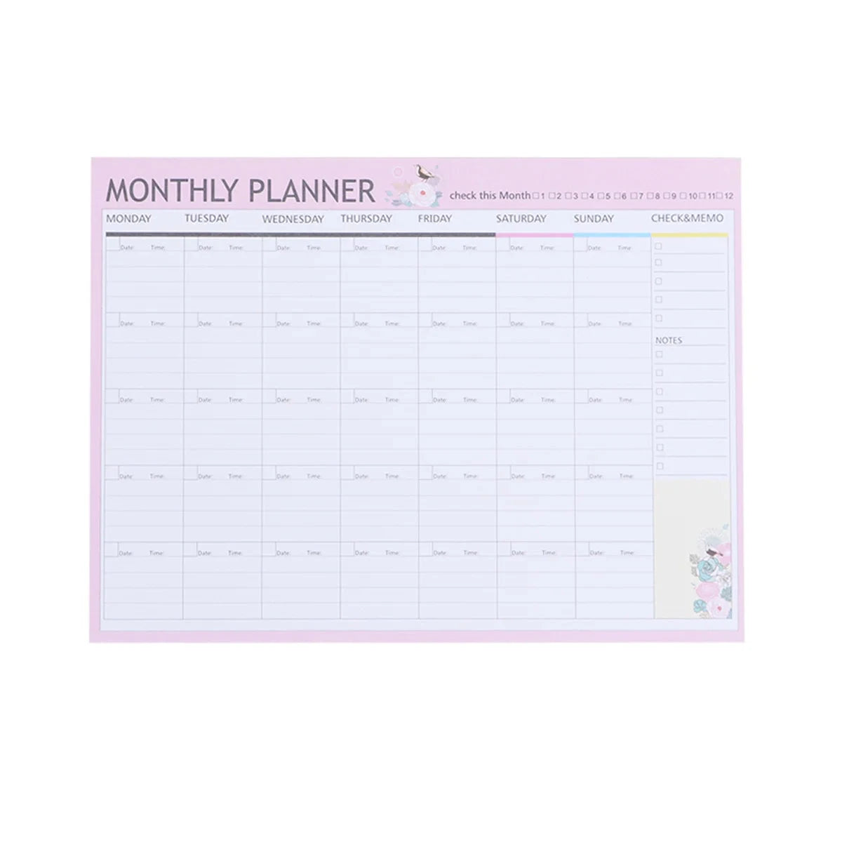 12 Months Monthly Planner Schedule Notebook Agenda Desk Calendar With Animal Flower Pattern Weekly Plan Memo Pad Random Color NextGear Store