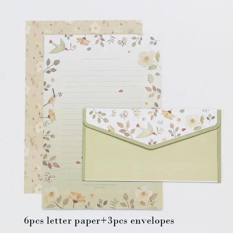 9pcs Cute Envelopes Set Kawaii Letter Pads DIY Postcard Wedding Invitation Card Paper Cover Korean Stationery Office Supplies Sun4rising Stationery Store