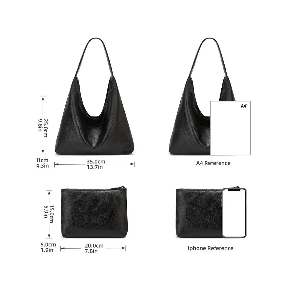 [Bag Sets] New Tote bag 100 hand bill of lading shoulder women's bag retro simple large bag Tote bag rilibegan Official Store