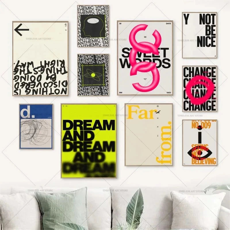 Modern Quotes Posters Retro Inspirational Words Canvas Print Calligraphy Wall Art Canvas Painting for Living Room Home Decor Timeless Art Store