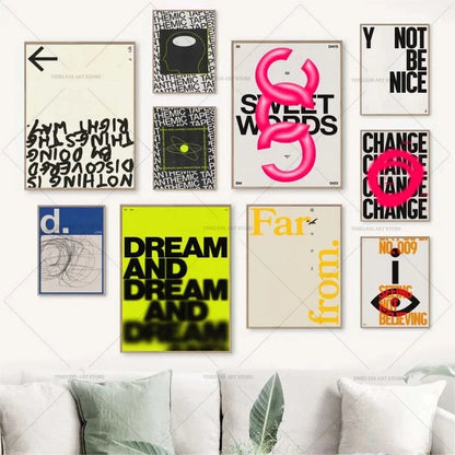 Modern Quotes Posters Retro Inspirational Words Canvas Print Calligraphy Wall Art Canvas Painting for Living Room Home Decor Timeless Art Store