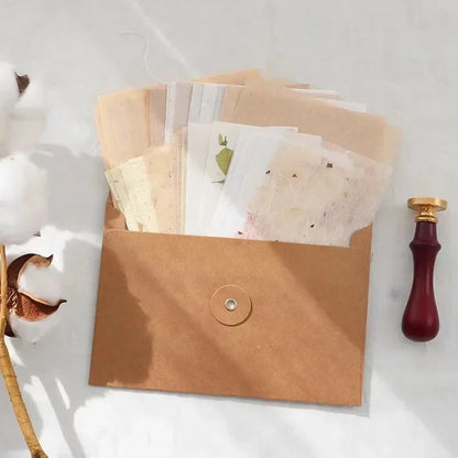 5/10pcs Vintage Kraft Paper Envelopes with Button String Tie Greeting Cards Postcards Letter Pads Cover Korean Stationery Office Sun4rising Stationery Store