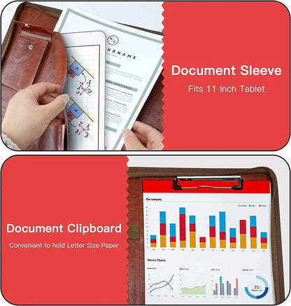 Multifunctional A4 Conference Folder Business Stationery Folder Leather Contract File Folders Zippered Organizer Card Holder NeWYeS Official Store