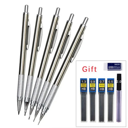 0.3 0.5 0.7 0.9 1.3 2.0mm Mechanical Pencil Set Full Metal Art Drawing Painting Automatic Pencil with Leads Office School Supply MROOFUL Official Store