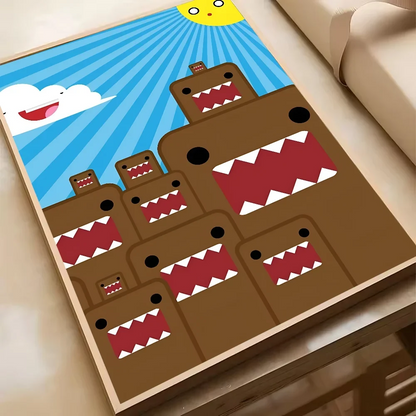 Cute Domo-Kun Classic Movie Poster HD Art Sticky Wall Waterproof Home Living Room Bedroom Bar Aesthetic Decoration YSQ Gift 02 Store