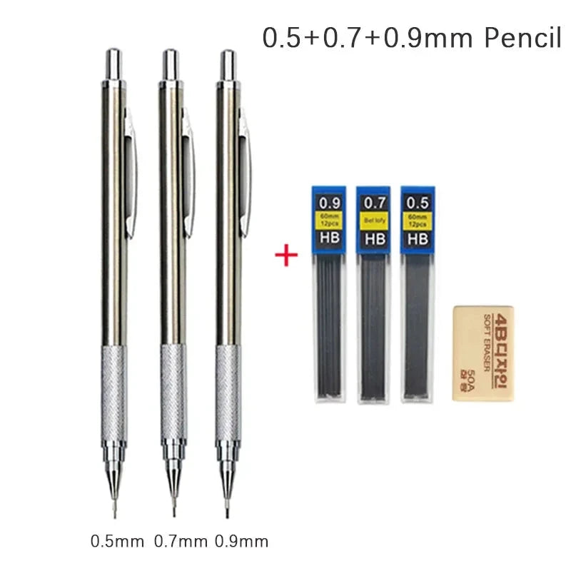 0.3 0.5 0.7 0.9 1.3 2.0mm Mechanical Pencil Set Full Metal Art Drawing Painting Automatic Pencil with Leads Office School Supply MROOFUL Official Store