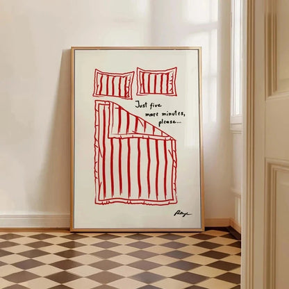 Stay in Bed Print, Goodnight Poster, Cute Bedroom Art, Canvas Wall poster printing, Funny Art Print, Mid Century Art Framless YQ Minimalism Decor Store