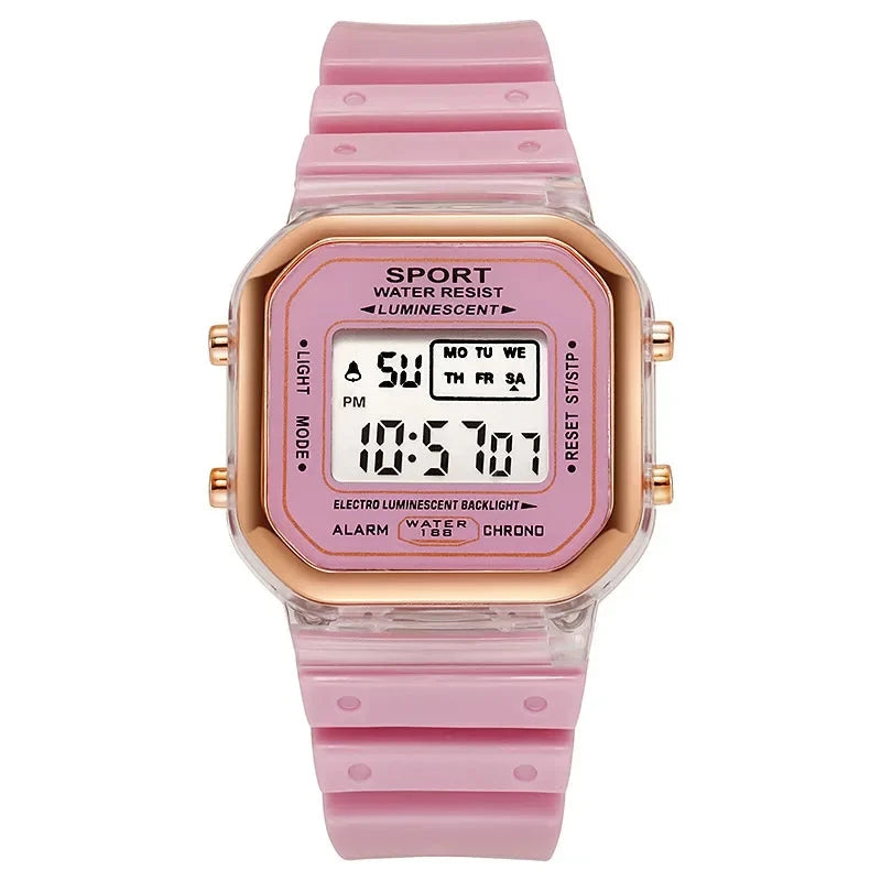 Fashion Brand Student Transparent Electronic Watch Candy Multicolor LED Ladies Sports Waterproof Wirstwatch Clock Gift relógio zkceenier Official Store