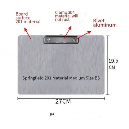 Clip Board Stainless Steel Writing Pad Folder Paper Office Supplies Organizer Clipboard Storage Box Document Pad Paper Holder Shop1103467202 Store