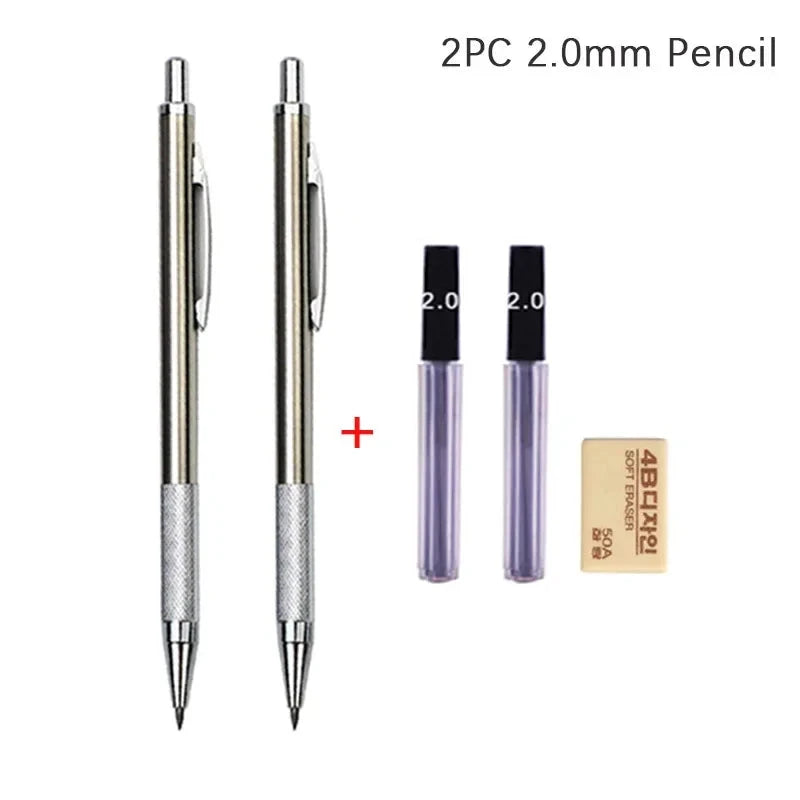 0.3 0.5 0.7 0.9 1.3 2.0mm Mechanical Pencil Set Full Metal Art Drawing Painting Automatic Pencil with Leads Office School Supply MROOFUL Official Store