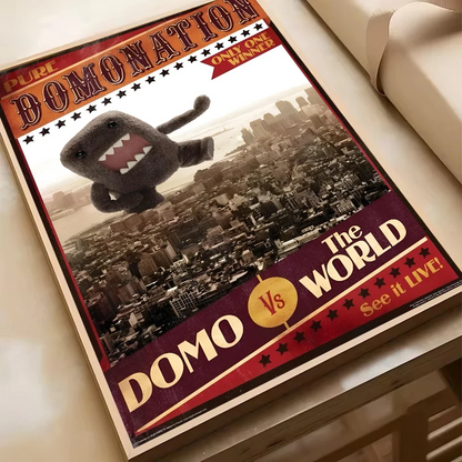 Cute Domo-Kun Classic Movie Poster HD Art Sticky Wall Waterproof Home Living Room Bedroom Bar Aesthetic Decoration YSQ Gift 02 Store
