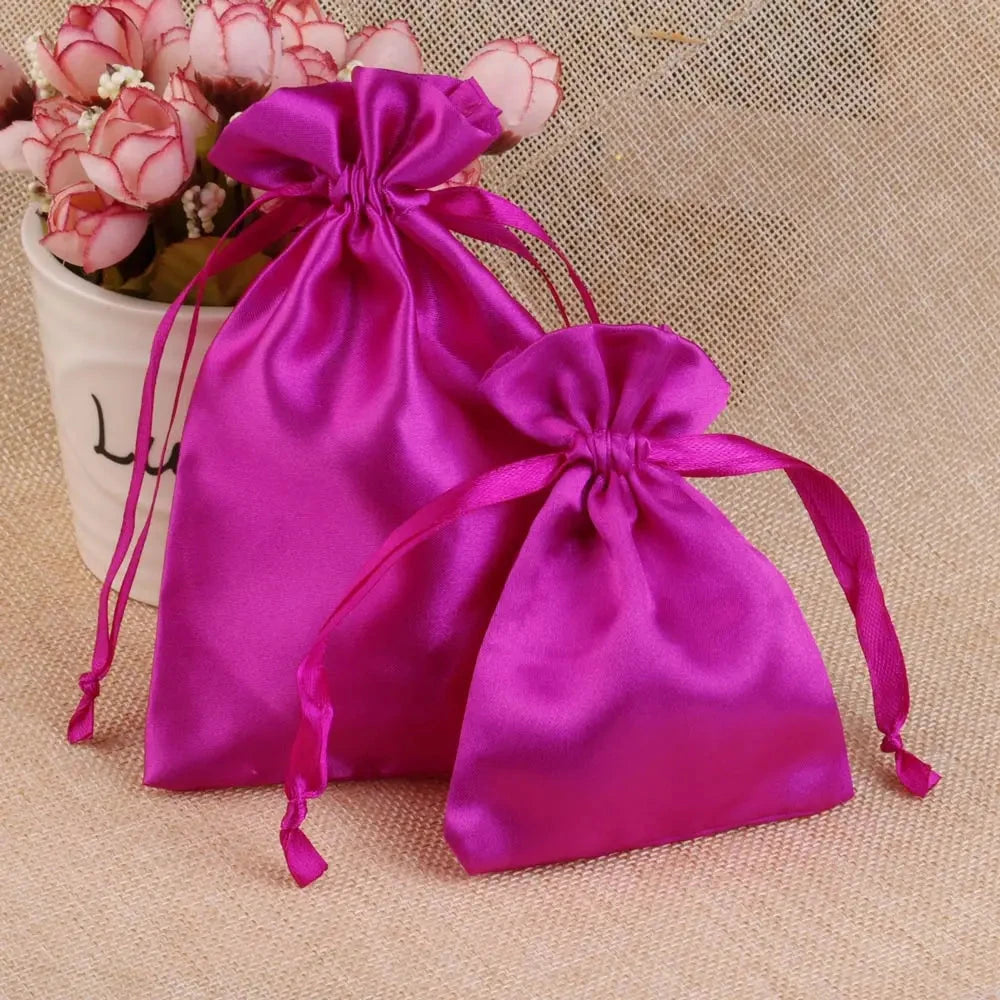 10/25/50pcs/lot Silk Jewelry Gift Bag Satin Drawstring Pouch For Wedding Party Candy Bag Luxury Jewelry Packing Organzabag Store Store