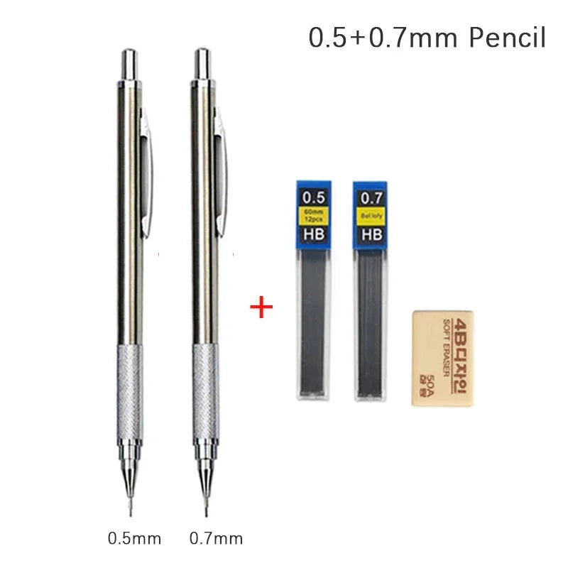 0.3 0.5 0.7 0.9 1.3 2.0mm Mechanical Pencil Set Full Metal Art Drawing Painting Automatic Pencil with Leads Office School Supply MROOFUL Official Store