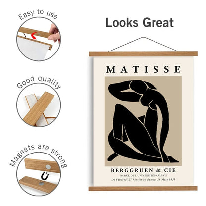 Magnetic Wooden Picture Hanger Frames Poster Photos Wall Art Canvas Prints Paintings Teak Pine Wood Living Room Home Decoration Surelife Wallpaper Store Store
