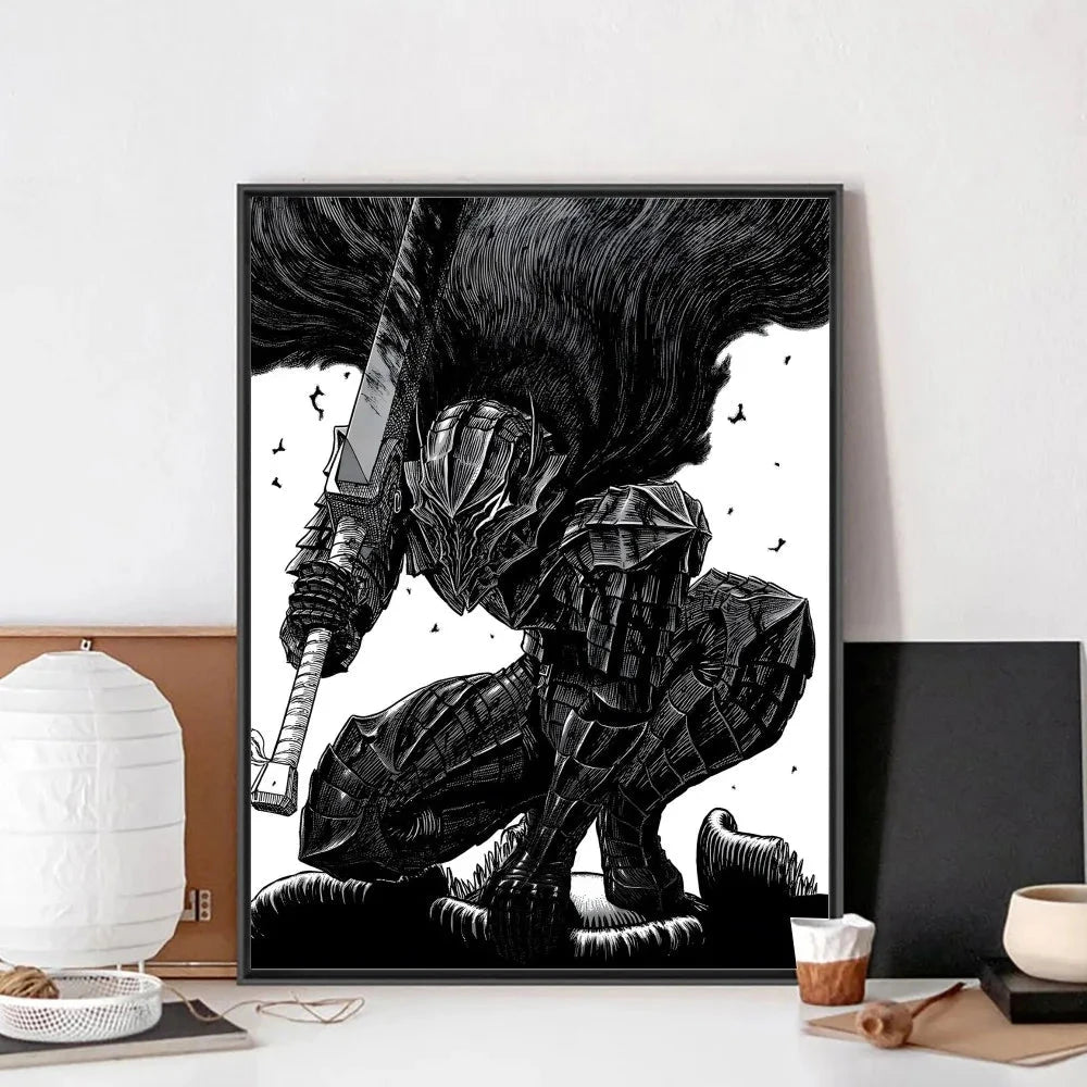 B-Berserk Japanese Anime Poster No Framed Poster Kraft Club Bar Paper Vintage Poster Wall Art Painting Bedroom Study Stickers LK034 Store
