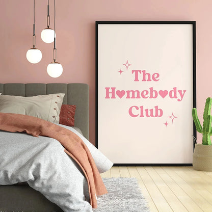 The Homebody Club Print Minimalist Heart Poster Ticket Trendy Living Room Decor Quote Aesthetic Apartment Wall Art Pictures Luckily You Store
