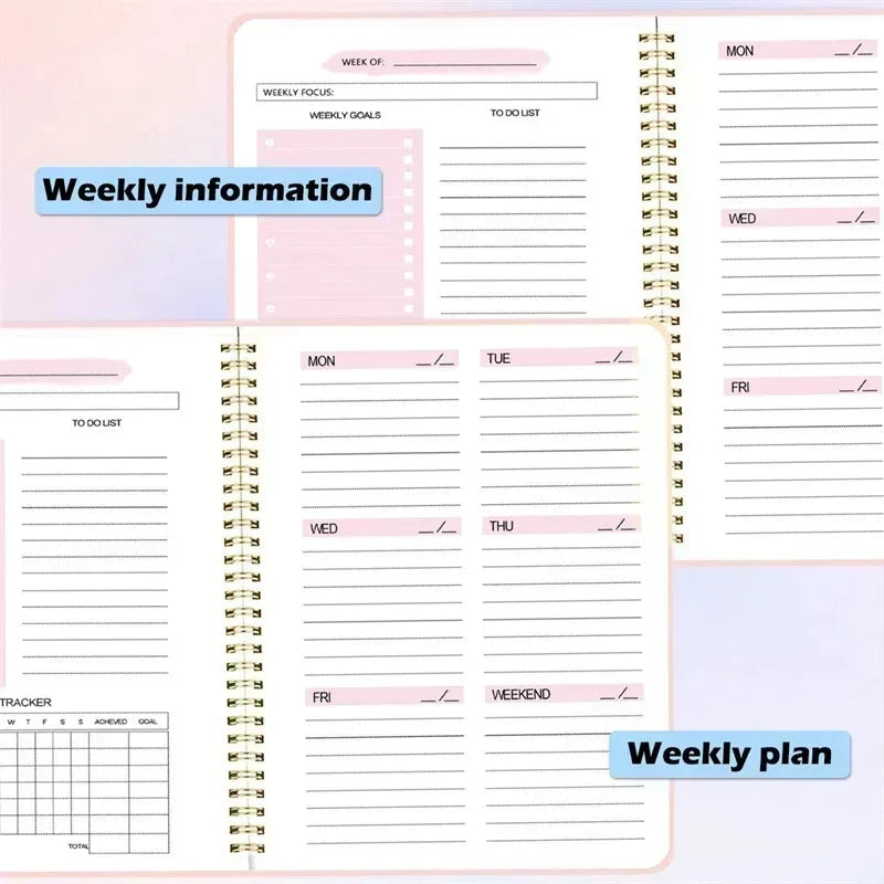 52 Weeks Weekly Planner Notebook A5 Undated Spiral Agenda Daily Student Schedules Journal Stationery Office School Supplies Shop1104007265 Store