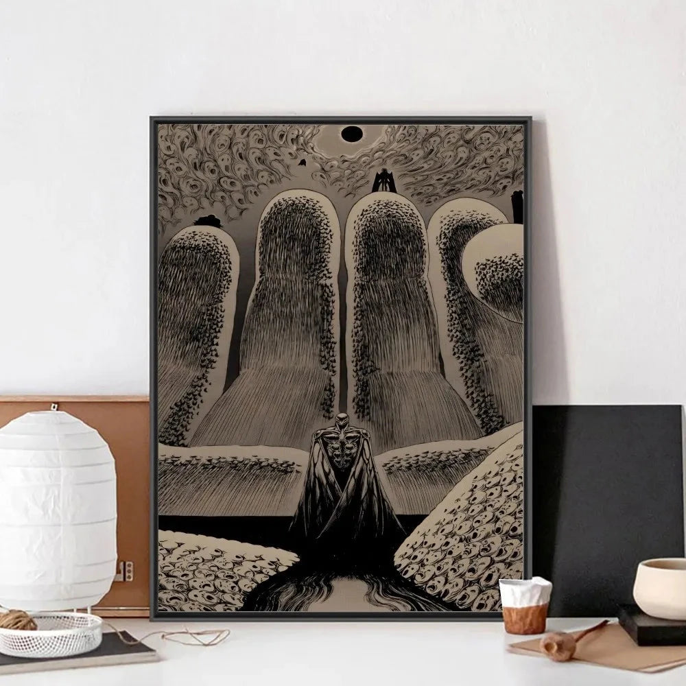 B-Berserk Japanese Anime Poster No Framed Poster Kraft Club Bar Paper Vintage Poster Wall Art Painting Bedroom Study Stickers LK034 Store