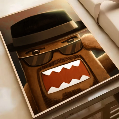 Cute Domo-Kun Classic Movie Poster HD Art Sticky Wall Waterproof Home Living Room Bedroom Bar Aesthetic Decoration YSQ Gift 02 Store