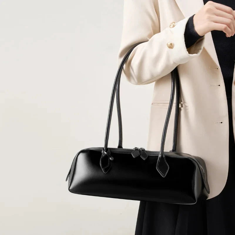 Ladies' Cowhide Leather Underarm Bag, Woman 2025 New Luxury Vintage Shoulder Bag Beautiful Bag with Urban Style and Temperament Selling Bag Store