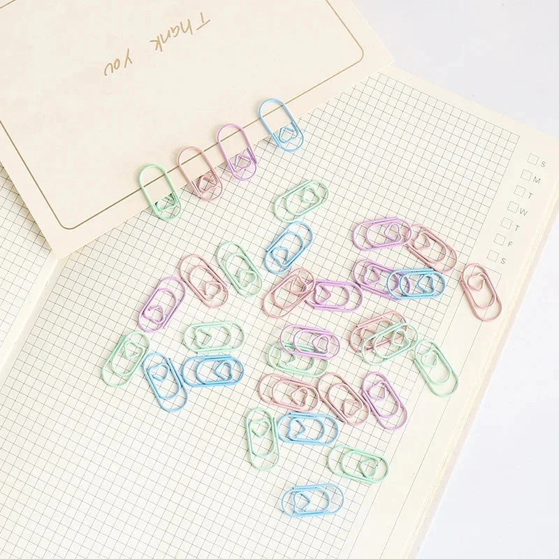 50pcs Mini Love Heart Paper Clips Macaron Color Photo Tickets Holder Binder Clips Notebook Planner Bookmarks Office Supplies Sun4rising Stationery Store