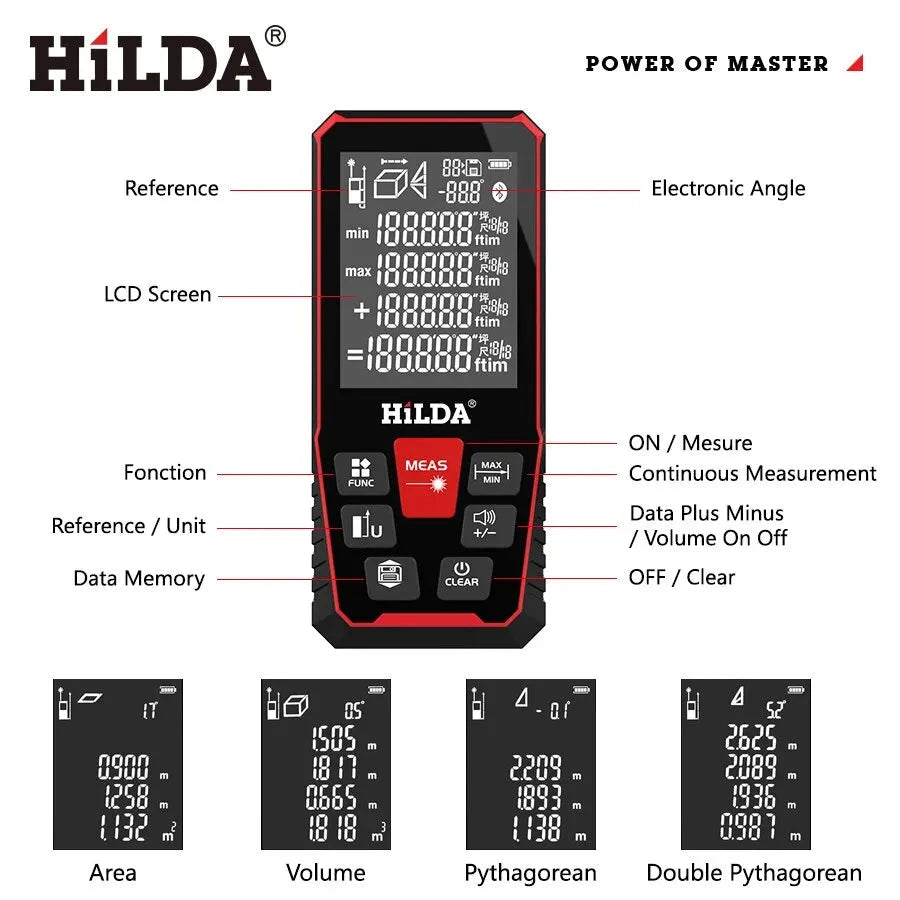 HILDA Laser Distance 50M/100M/120M Rangefinder Profesional Meter Laser Range Finder Ruler Test Tool HILDA Store