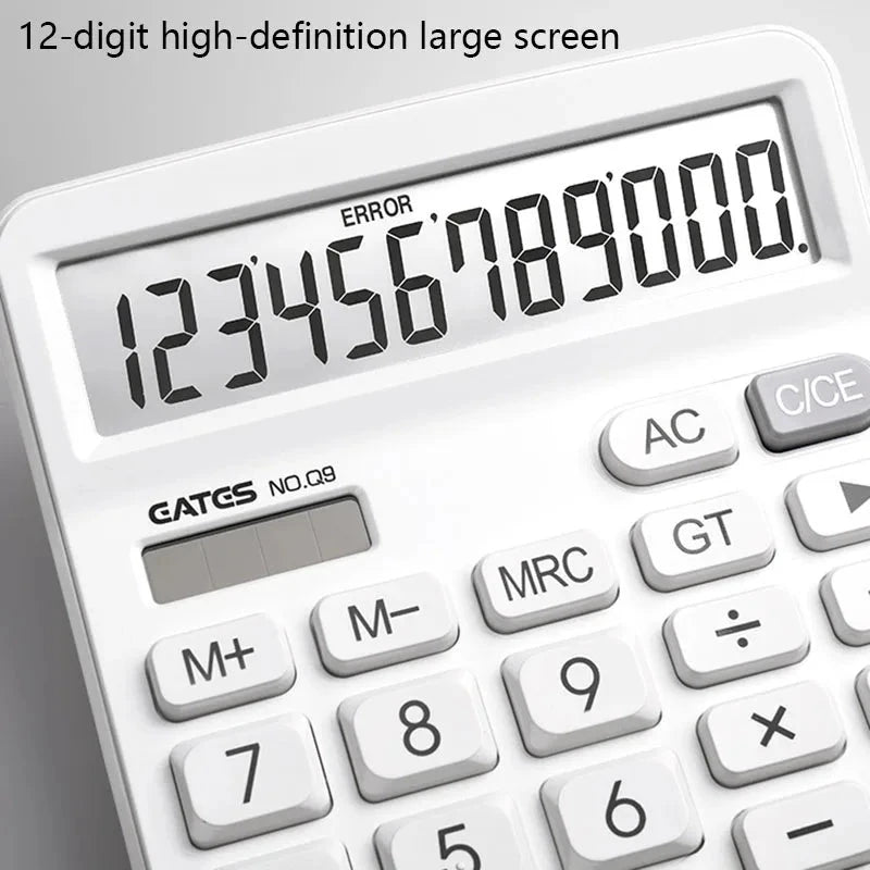 Simple Business Calculator 12-digit Display Large Screen Dual Power Supply Calculator Student Accounting Desktop Calculator Luling Digital Store