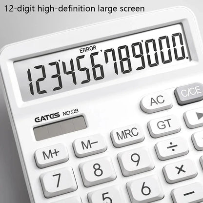 Simple Business Calculator 12-digit Display Large Screen Dual Power Supply Calculator Student Accounting Desktop Calculator Luling Digital Store
