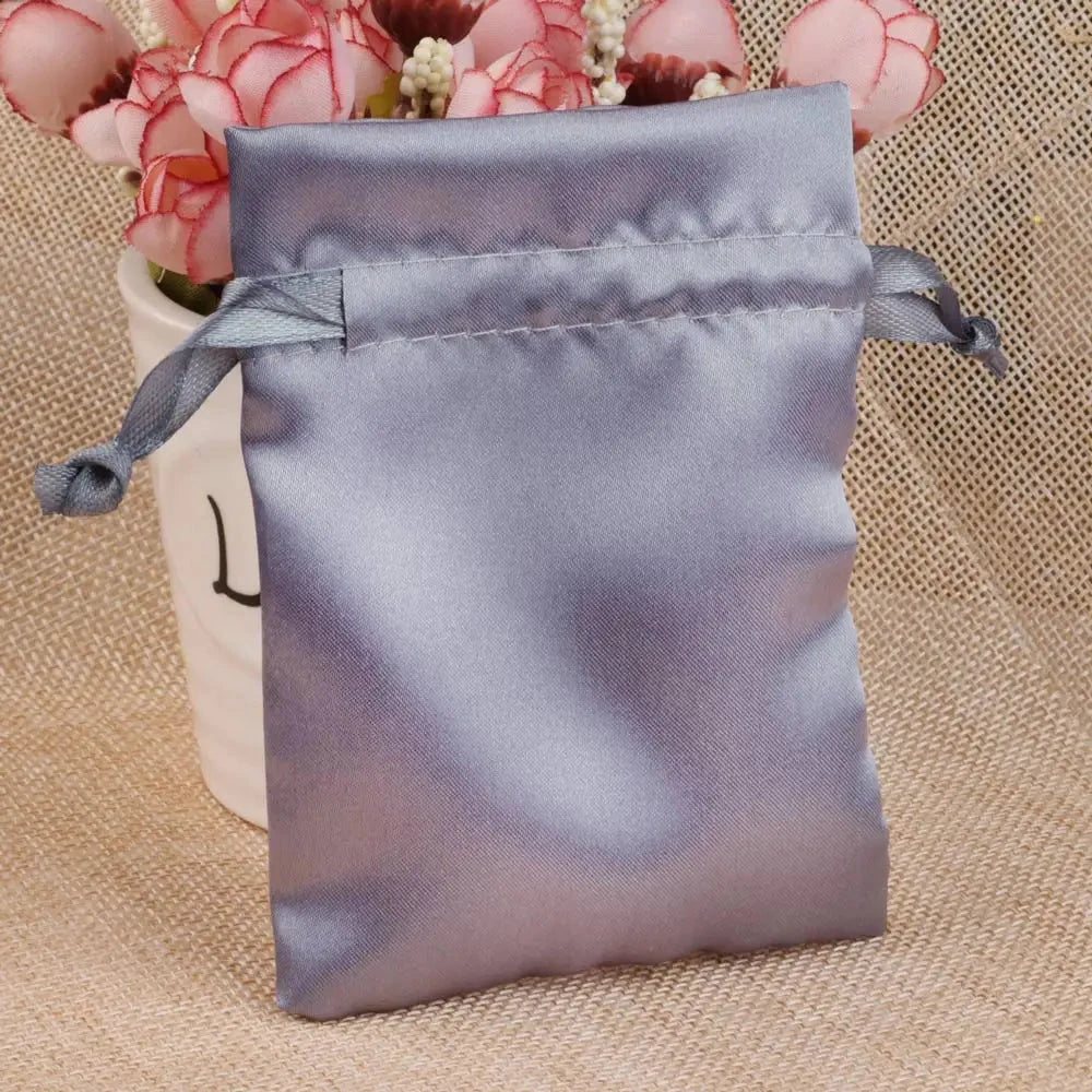 10/25/50pcs/lot Silk Jewelry Gift Bag Satin Drawstring Pouch For Wedding Party Candy Bag Luxury Jewelry Packing Organzabag Store Store