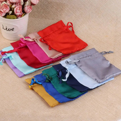 10/25/50pcs/lot Silk Jewelry Gift Bag Satin Drawstring Pouch For Wedding Party Candy Bag Luxury Jewelry Packing Organzabag Store Store