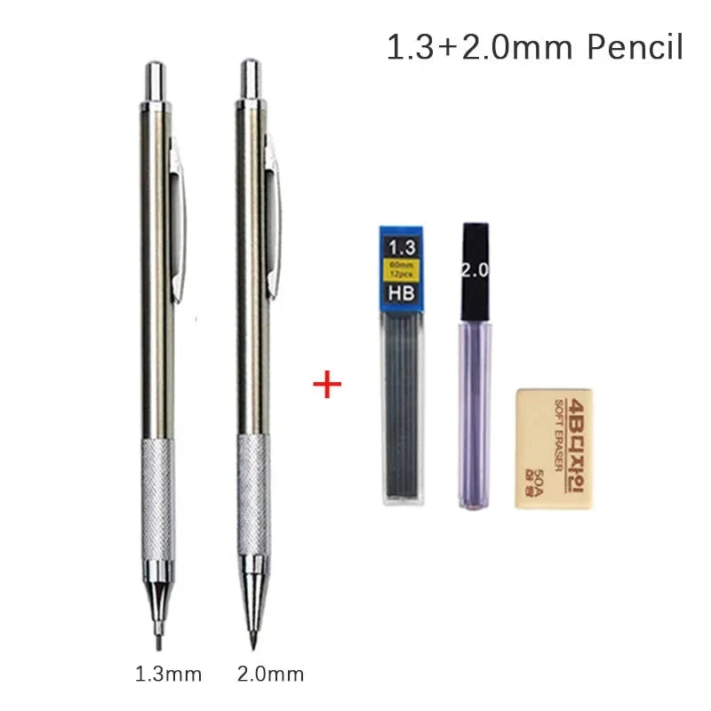 0.3 0.5 0.7 0.9 1.3 2.0mm Mechanical Pencil Set Full Metal Art Drawing Painting Automatic Pencil with Leads Office School Supply MROOFUL Official Store