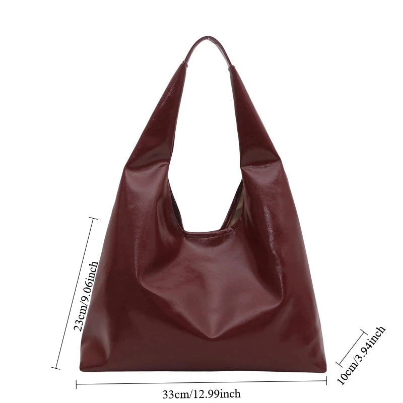 Large Capacity PU Leather Hobo Retro Red Bags Autumn Winter Shoulder Bag for Women 2025 New Trend Y2K Handbags and Purses Tote Women Treasure Bags Store