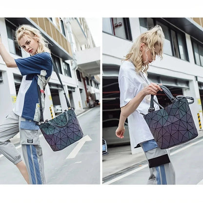 Fashion Ladies Large Capacity Shoulder Bags Geometric Diamond Tote Handbag Luminous Bucket Bag Women Folding Crossbody Bag Shop1105169510 Store
