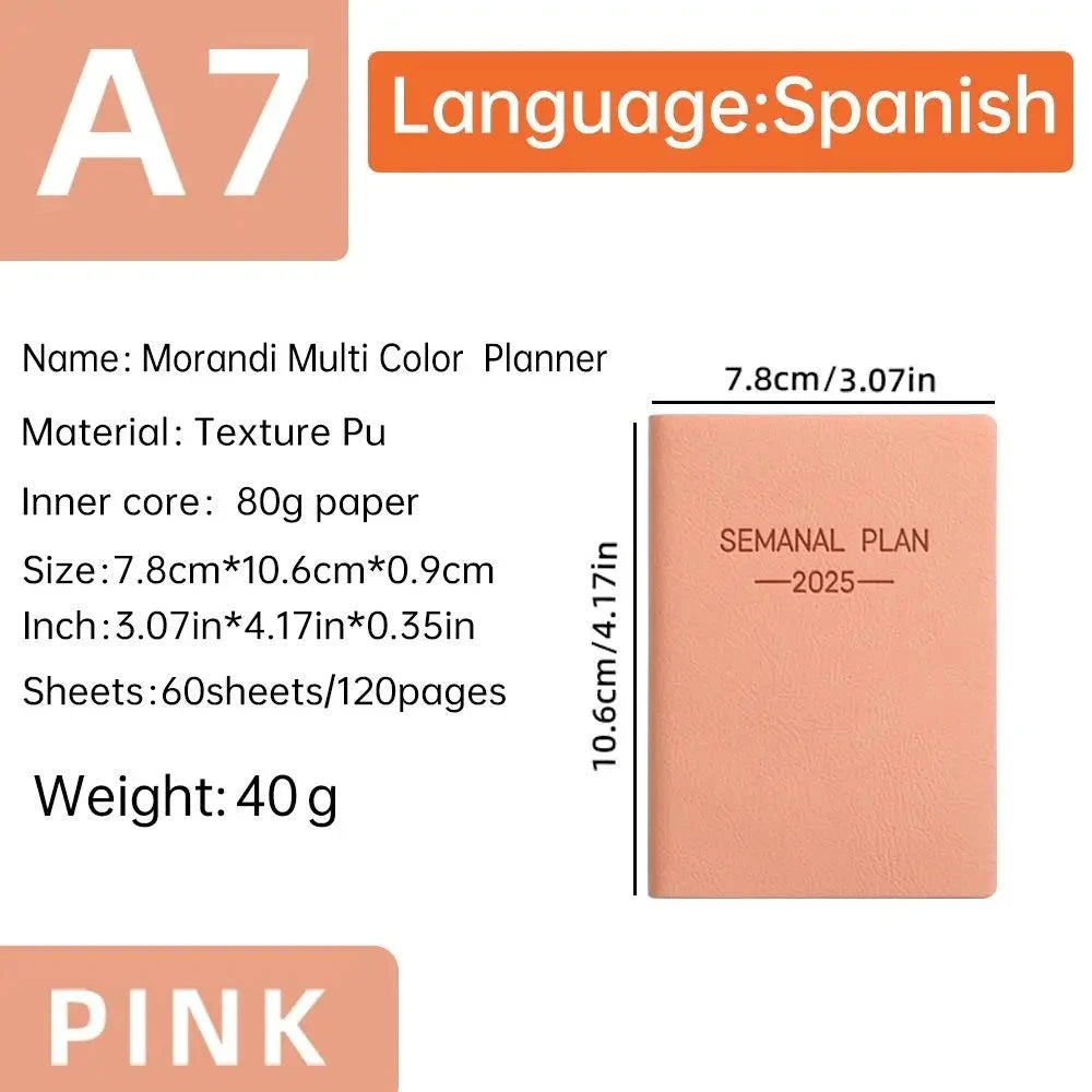 Minimalist A5 2025 Agenda Book with Calendar To Do List A5 Notebook Spanish Morandi Color 2025 Planner Notebook School Office Gadget Store