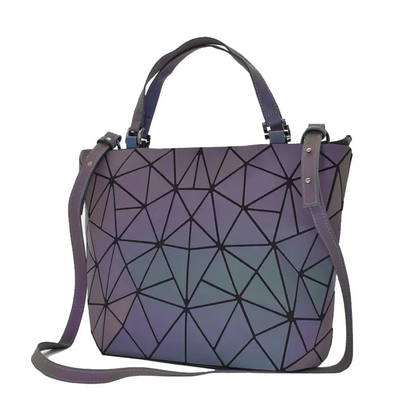 Fashion Ladies Large Capacity Shoulder Bags Geometric Diamond Tote Handbag Luminous Bucket Bag Women Folding Crossbody Bag Shop1105169510 Store